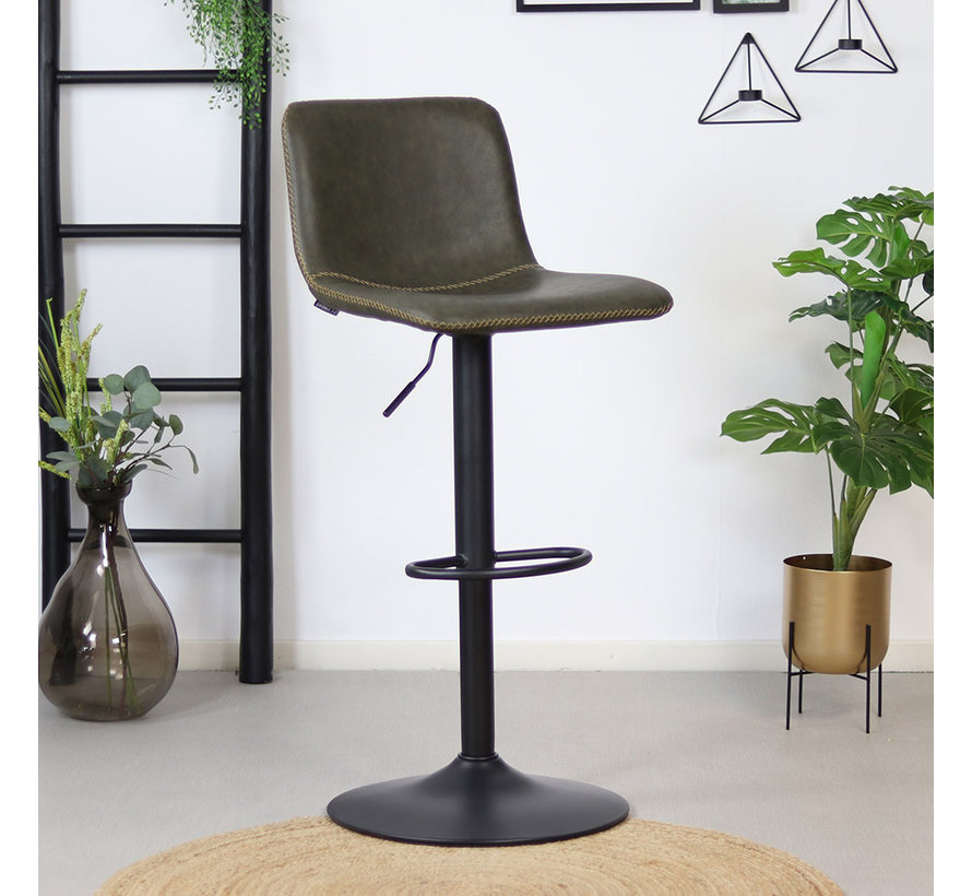 Barhocker Leder Texas höhenverstellbar olivgrün - 2 Tage Lieferzeit