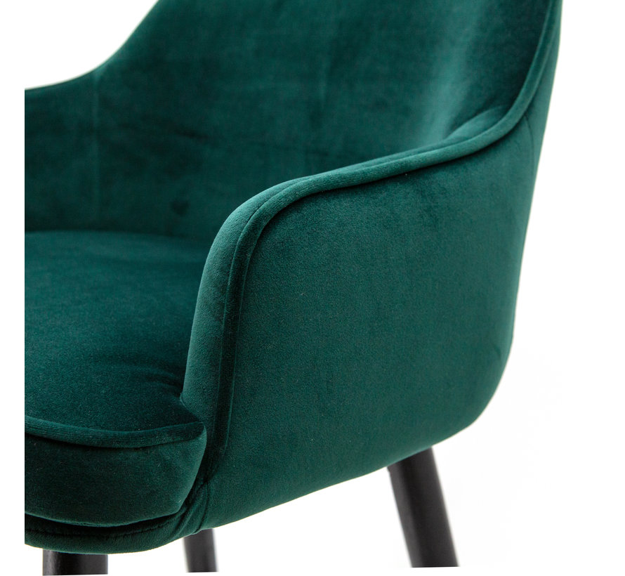 Barhocker Samt Norah mit Armlehne grün 65 cm - 2 Tage Lieferzeit - Livin24