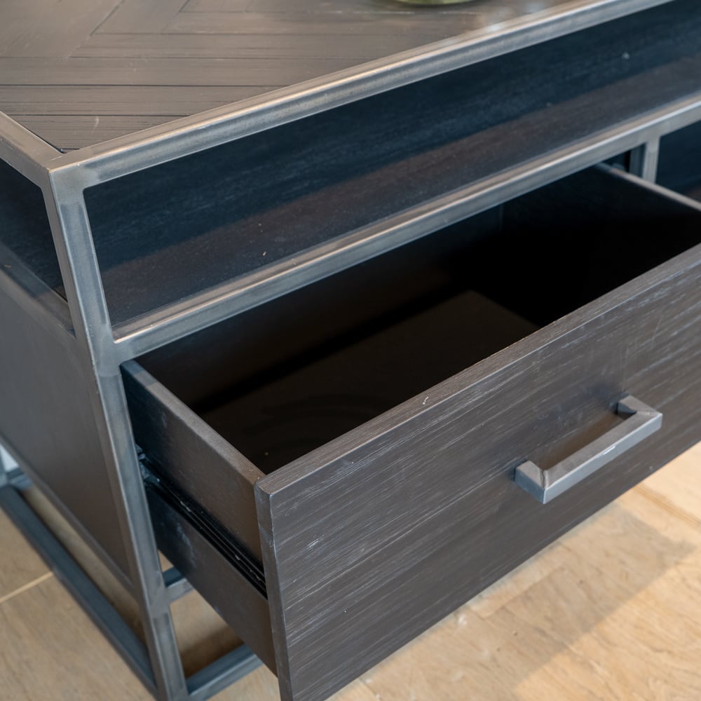 TV-Lowboard Hudson Akazienholz schwarz 185 cm - Gratis Versand - Livin24