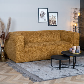 Chenille Sofa Memphis 2,5-Sitzer ockergelb/cognac