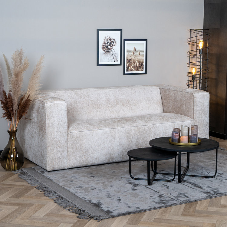 Chenille Sofa Memphis 2,5-Sitzer weiß/beige