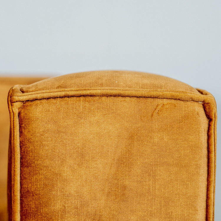 Ecksofa Memphis Samt ockergelb/cognac links