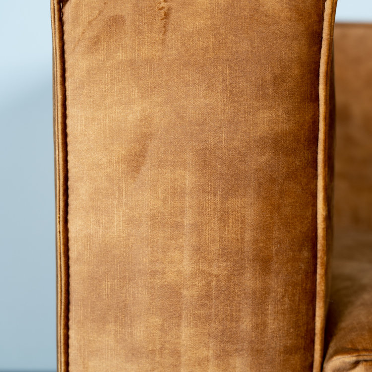 Ecksofa Memphis Samt ockergelb/cognac rechts