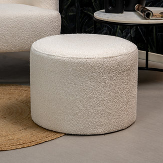 Bouclé Hocker Nora rund weiß