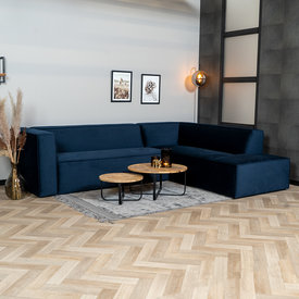 Ecksofa Memphis Samt dunkelblau rechts
