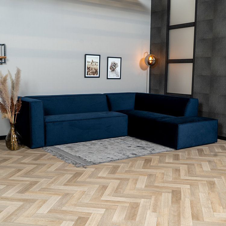 Ecksofa Memphis Samt dunkelblau rechts