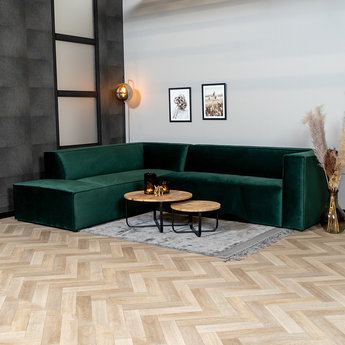 Ecksofa Memphis Samt dunkelgrün links