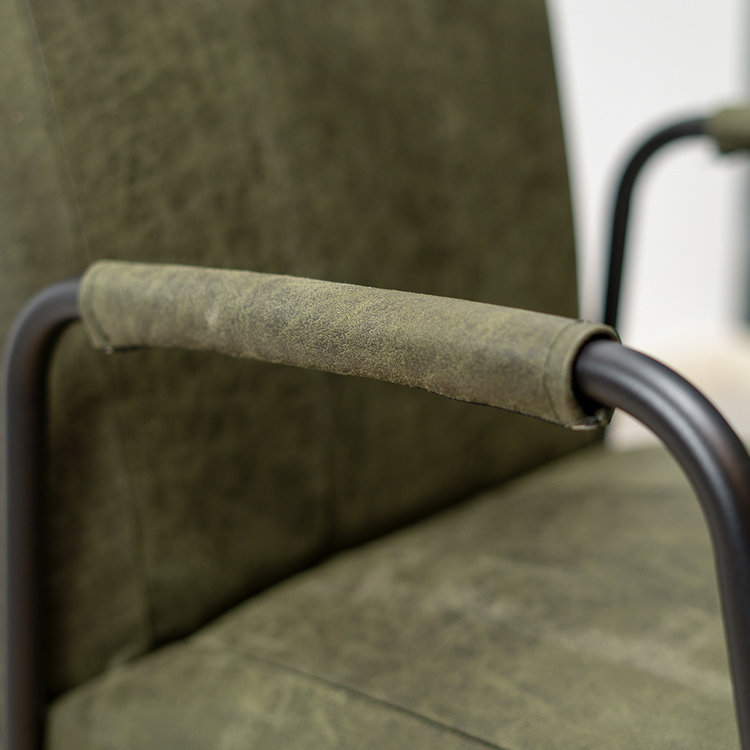 Esszimmerstuhl Mila mit Rollen Eco-Leder olivgrün