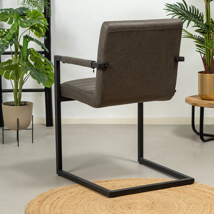 Esszimmerstuhl Eco-Leder Block mit Armlehne anthrazit