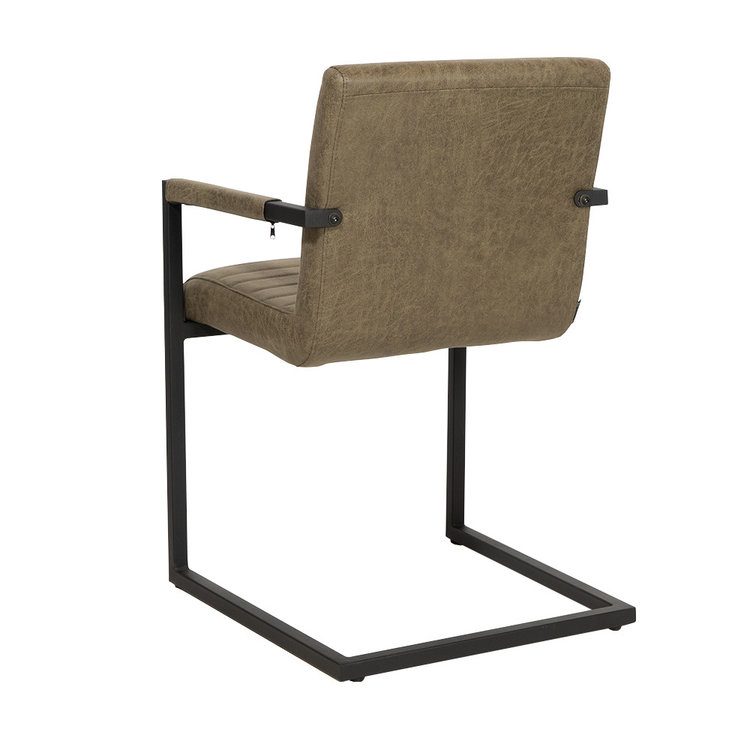 Esszimmerstuhl Eco-Leder Block mit Armlehne olivgrün