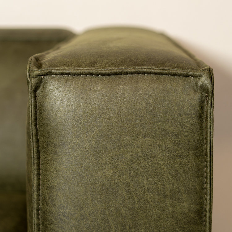 Ecksofa Memphis Eco-Leder olivgrün links