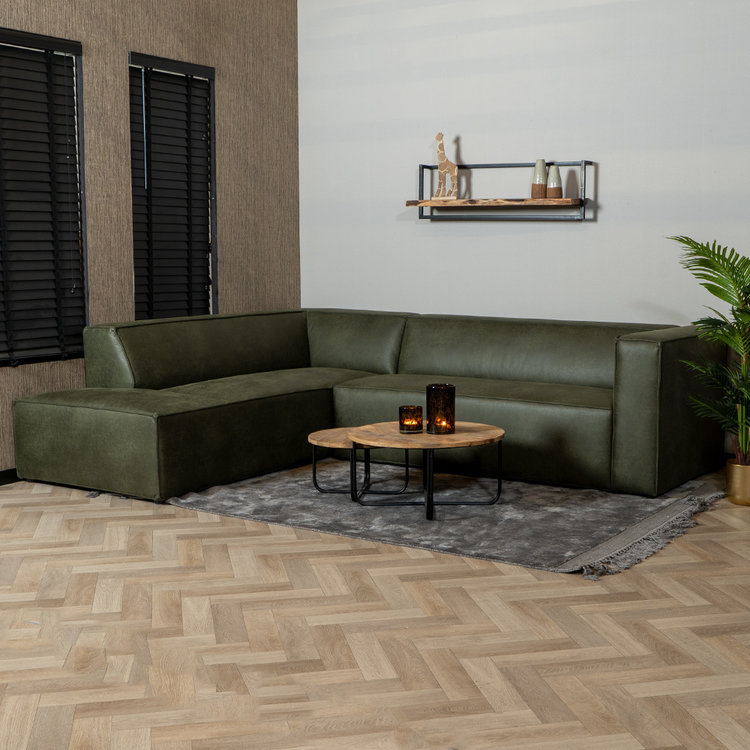 Ecksofa Memphis Eco-Leder olivgrün links