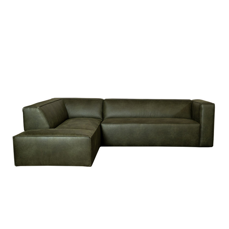 Ecksofa Memphis Eco-Leder olivgrün links