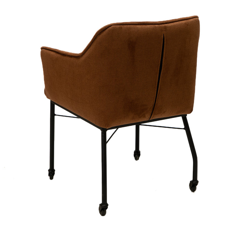 Esszimmerstuhl Mace Cord mit Rollen cognac