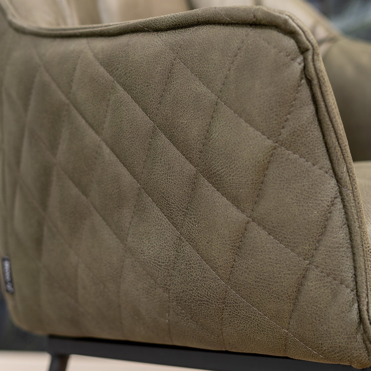 Esszimmerstuhl Leder Royce mit Rollen grün