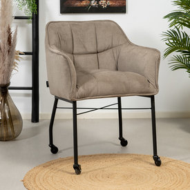 Esszimmerstuhl Mace Cord mit Rollen taupe