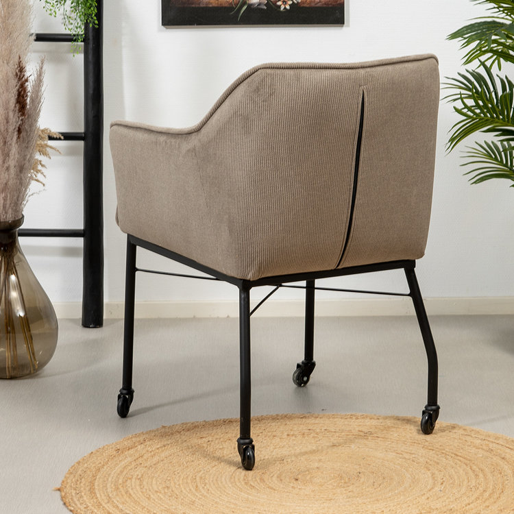 Esszimmerstuhl Mace Cord mit Rollen taupe