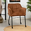Esszimmerstuhl Mace Cord mit Rollen cognac