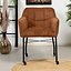Esszimmerstuhl Mace Cord mit Rollen cognac