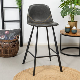 Barhocker Logan Leder anthrazit 70 cm