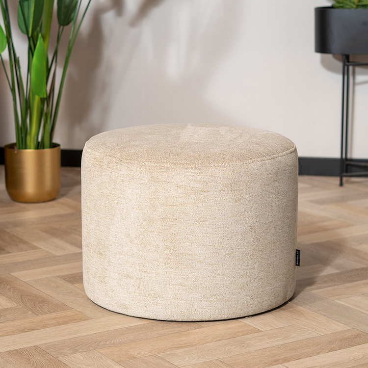 Hocker Myles Stoff rund taupe