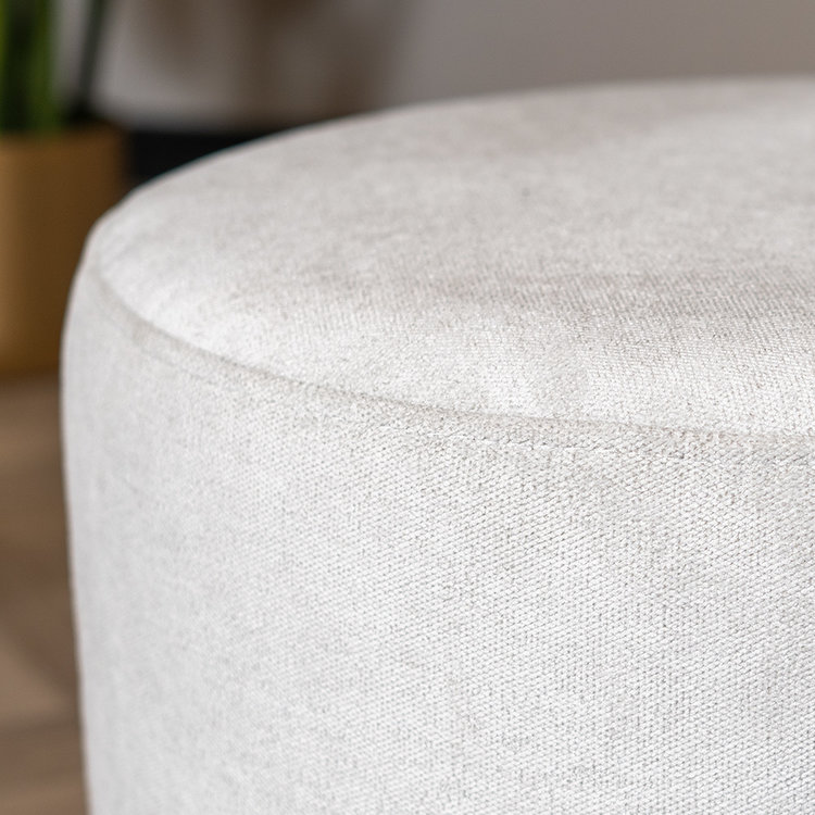 Hocker Myles Stoff rund weiß