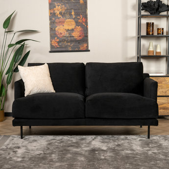 Samt Sofa Denver 2,5-Sitzer schwarz