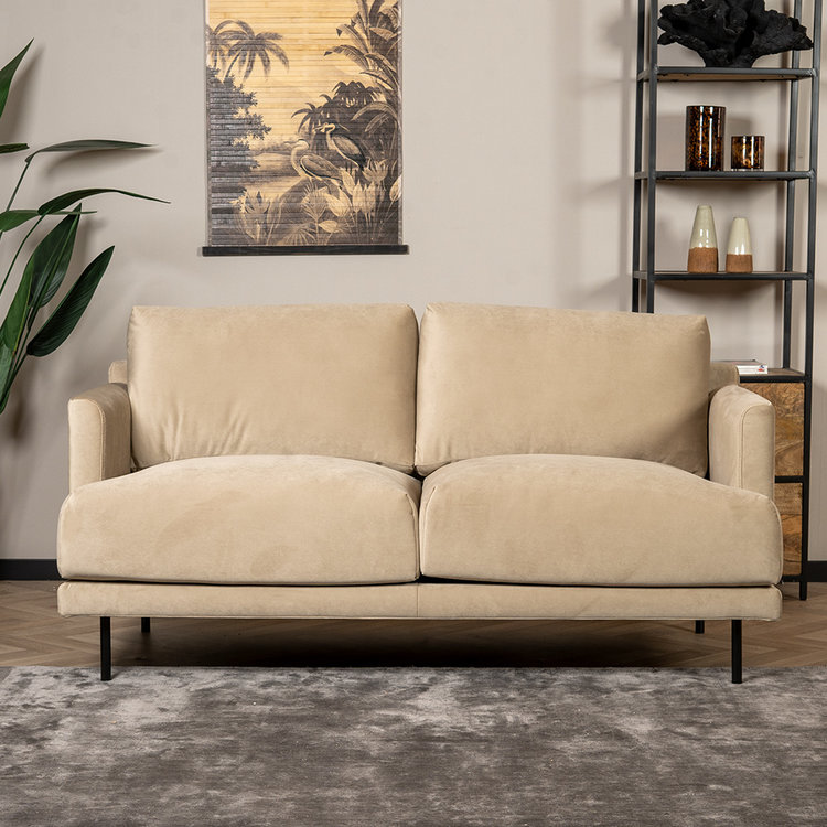 Samt Sofa Denver 2,5-Sitzer beige