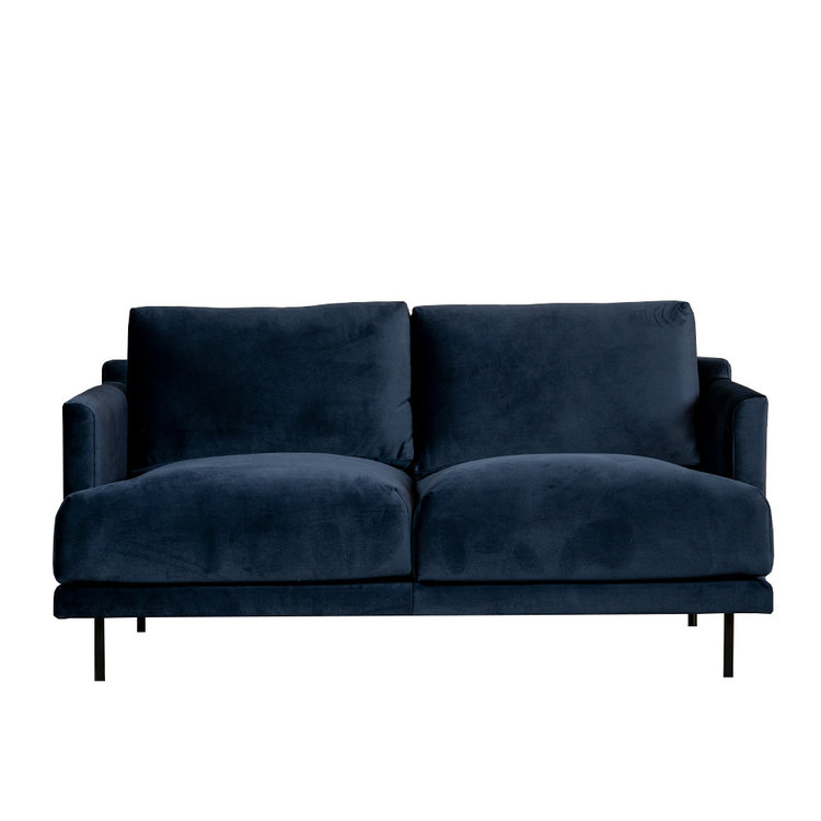 Samt Sofa Denver 2,5-Sitzer dunkelblau