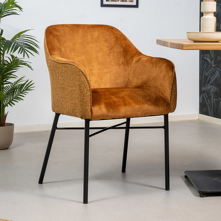 Esszimmerstuhl Samt / gewebter Stoff Chicago gelb