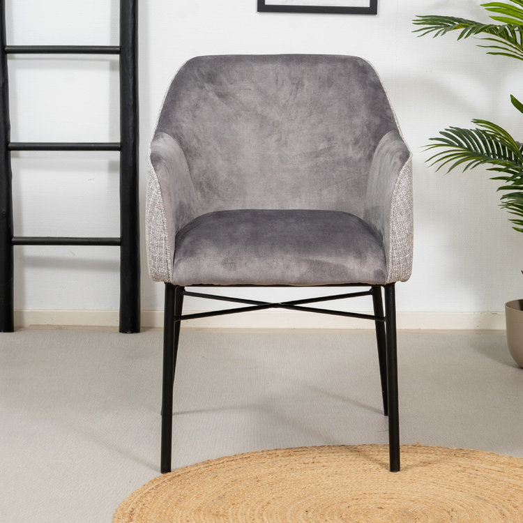 Esszimmerstuhl Samt / gewebter Stoff Chicago grau