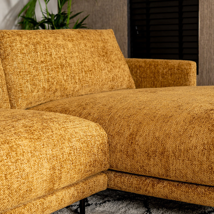 Ecksofa Denver Chenille ockergelb/cognac rechts