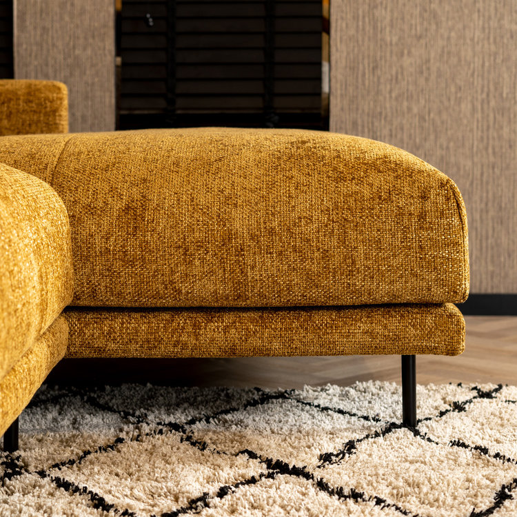 Ecksofa Denver Chenille ockergelb/cognac rechts