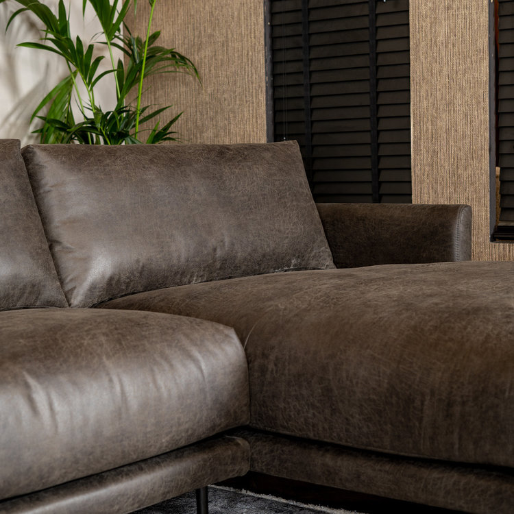 Ecksofa Denver Leder anthrazit rechts