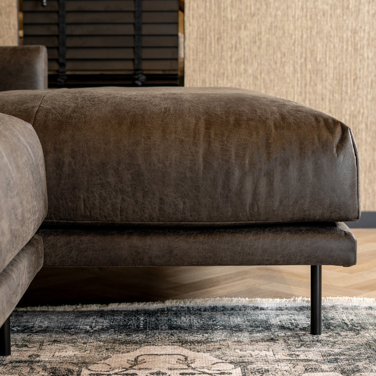 Ecksofa Denver Leder anthrazit rechts