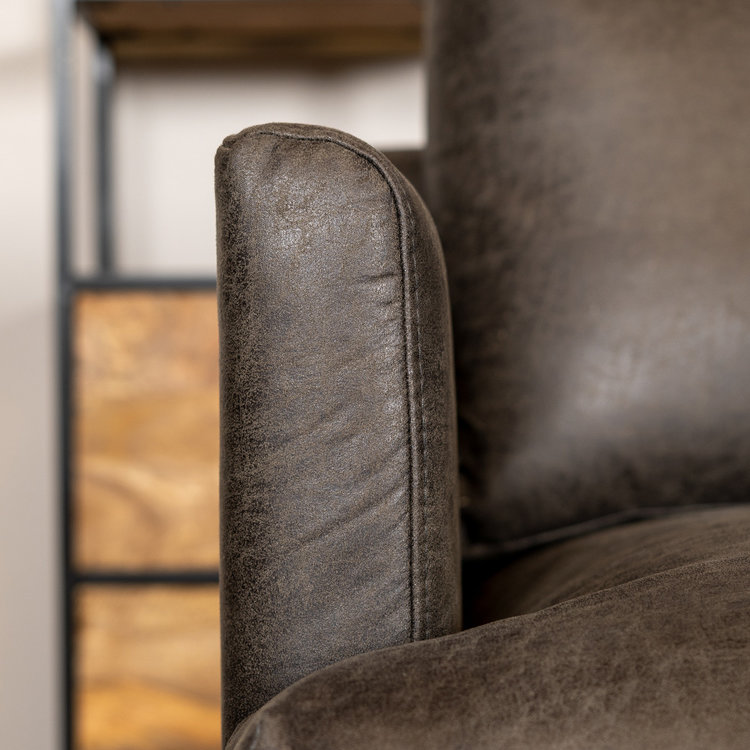 Ecksofa Denver Leder anthrazit rechts