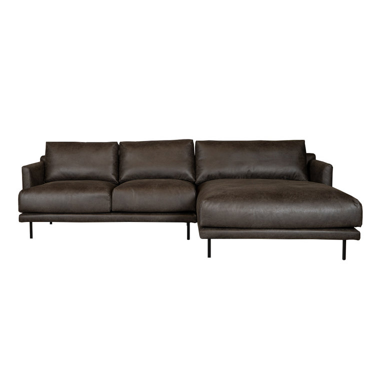 Ecksofa Denver Leder anthrazit rechts