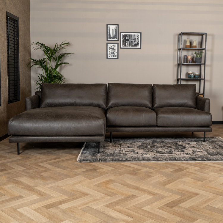 Ecksofa Denver Leder anthrazit links