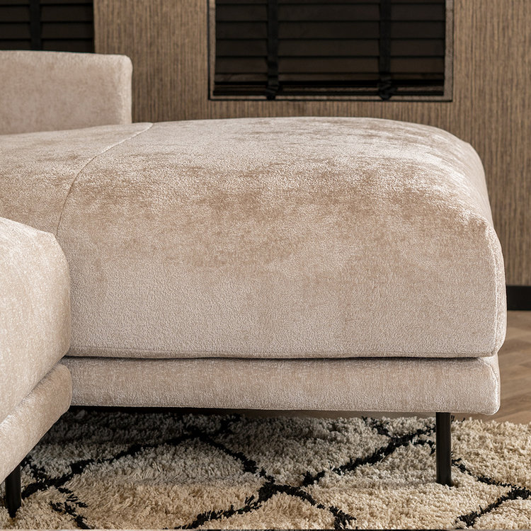 Ecksofa Denver Chenille weiß/beige rechts