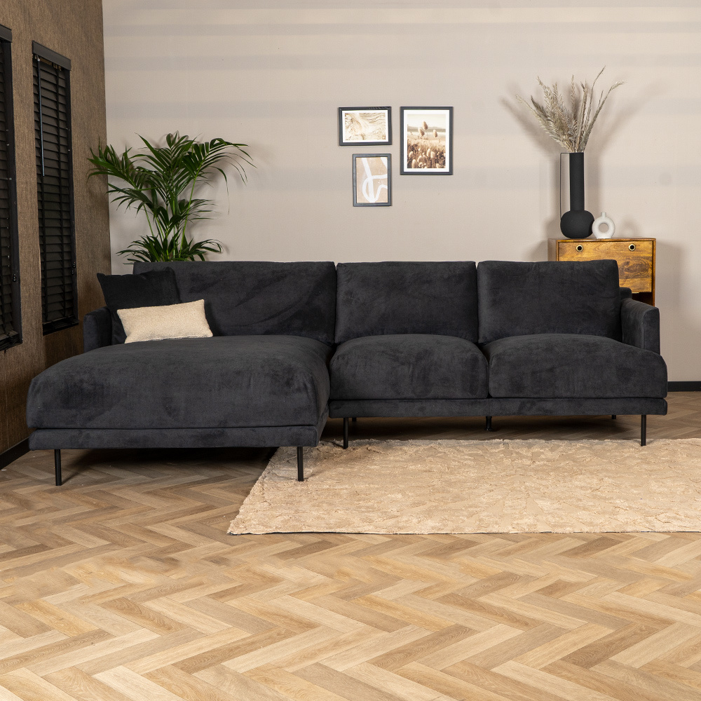 Ecksofa Denver Stoff schwarz links