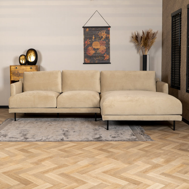 Ecksofa Denver Samt beige rechts