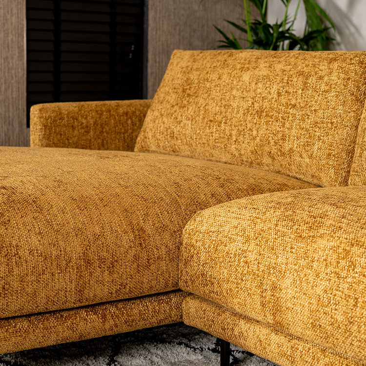 Ecksofa Denver Chenille ockergelb/cognac links