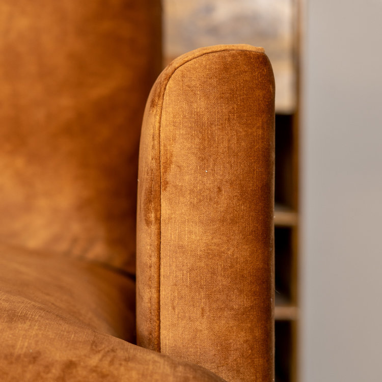 Ecksofa Denver Samt ockergelb/cognac links