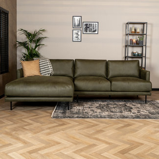 Ecksofa Denver Leder olivgrün links