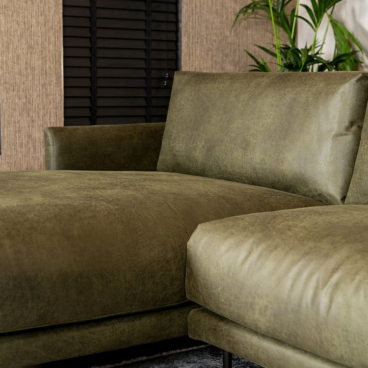 Ecksofa Denver Leder olivgrün links