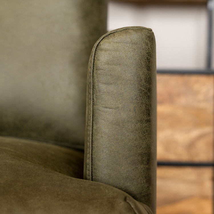 Ecksofa Denver Leder olivgrün links