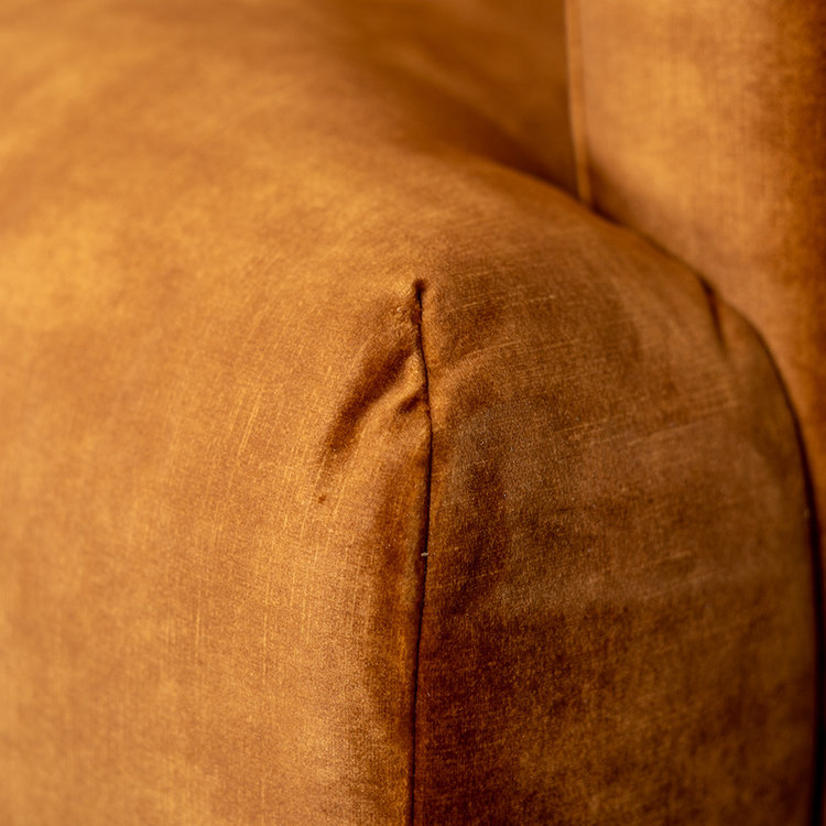 Samt Sofa Denver 2,5-Sitzer ockergelb/cognac