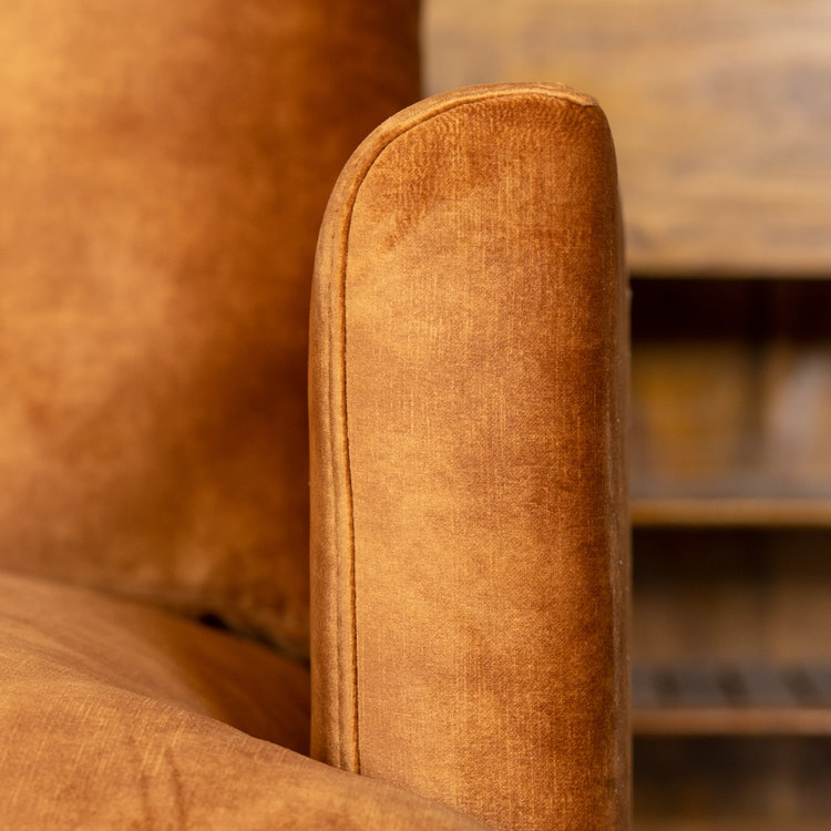 Samt Sofa Denver 2,5-Sitzer ockergelb/cognac