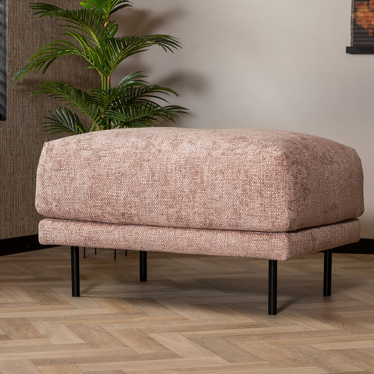 Chenille Hocker Denver rechteckig rosa