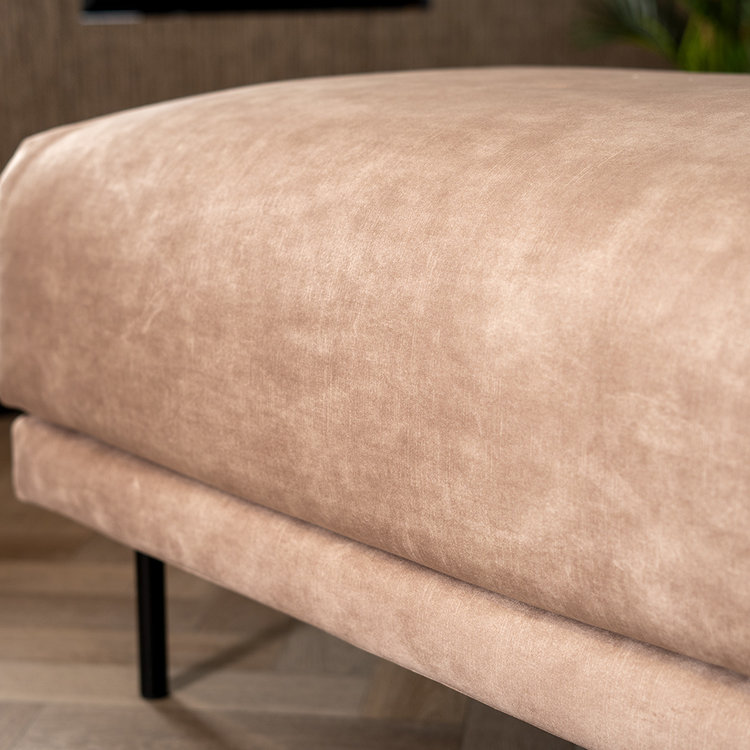 Samt Hocker Denver rechteckig beige